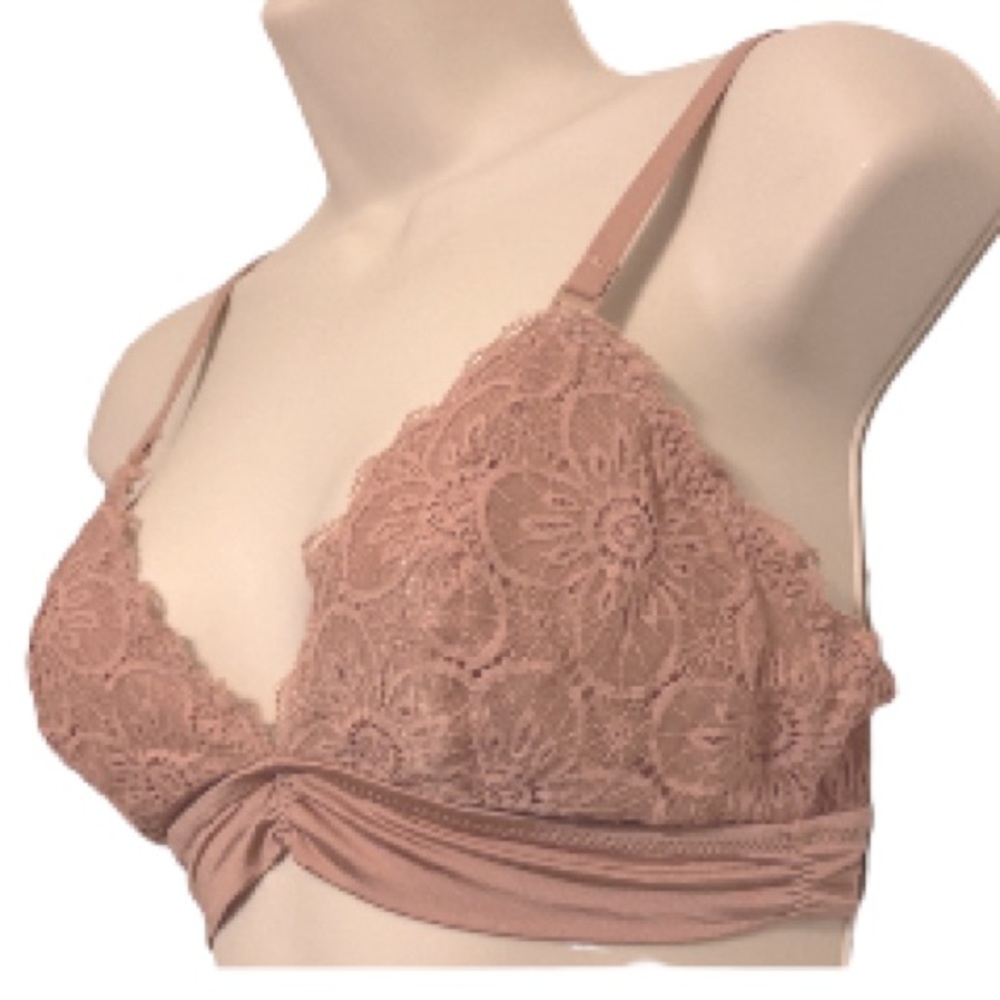 AERIE Boho Bohemian Floral Lace Bralette Beige Tan Small Womens Small Petite